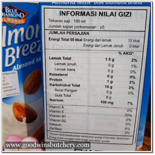 Almond breeze label