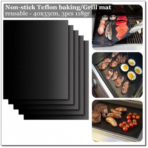 niumanery 5pcs Teflon Reusable Baking Mat Non Stick Sheet Heat Resistant BBQ Grill Cake Coffee 